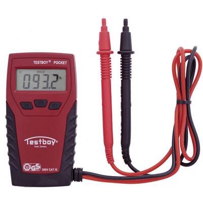 Digital multimeter with display reading '93.2', red and black test leads, suitable for voltage testing up to 300V CAT III.