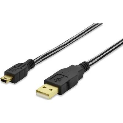 ednet USB cable USB 2.0 USB-A plug, USB-Mini-B plug 1.00 m Black gold plated connectors 84183