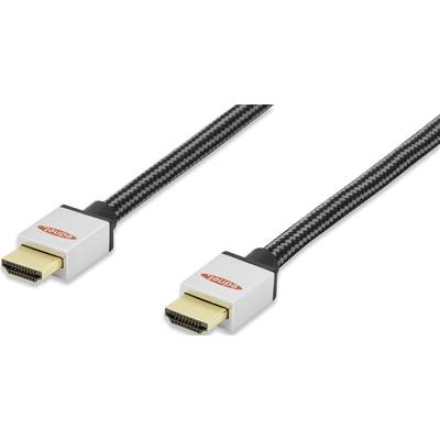 ednet HDMI Cable  1.00 m Black, Silver 84480 Audio Return Channel, gold plated connectors, with sleeve 