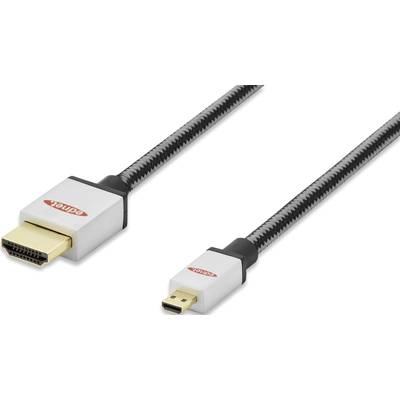 ednet HDMI Cable  2.00 m Black, Silver 84489 Audio Return Channel, gold plated connectors, with sleeve, Ultra HD (4k) HD