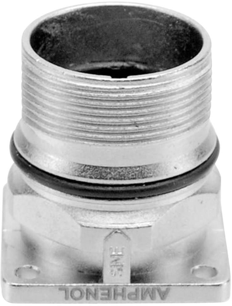 Metallic connector with thread and seal for electrical connections. 'AMPHENOL' inscription on the underside.