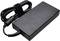Black laptop power adapter with connected cable.
