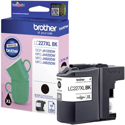 Brother LC227XLBK Black Ink Cartridge. Packaging shows cartridge and lists compatible printer models: DCP-J4120DW, MFC-J4420DW, MFC-J4620DW, MFC-J4625DW.