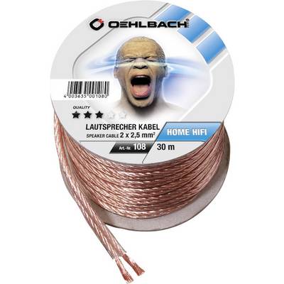Oehlbach speaker cable, 2 x 2.5 mm², 30 m length, depicted on a reel. Developed for home hi-fi applications.