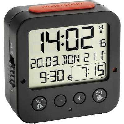   TFA Dostmann  60.2528.01  Radio  Alarm clock  Black  Alarm times 2    