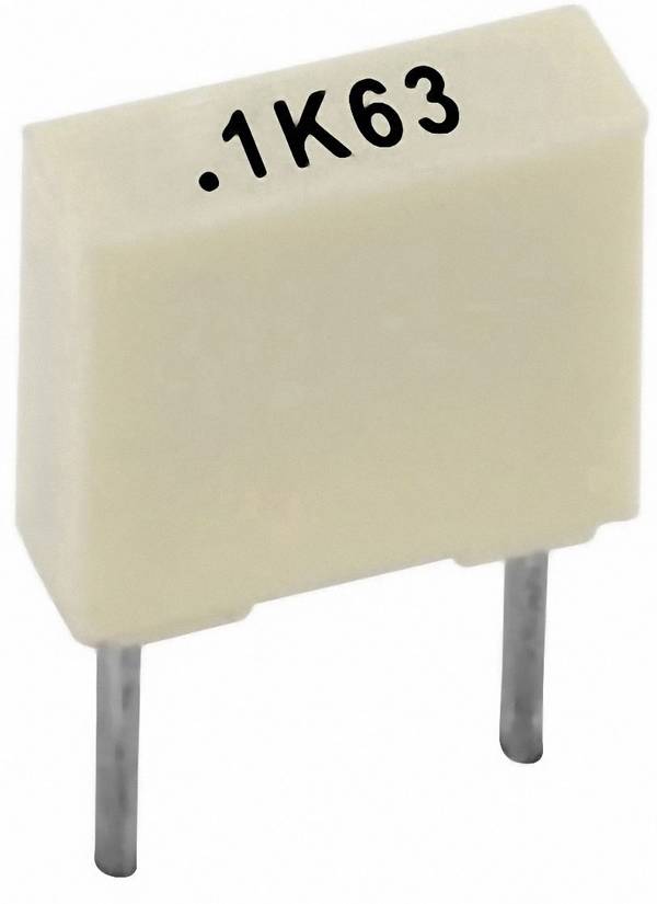 Kemet R82DC4100AA60K+ 1 pc(s) PET capacitor Radial lead 1 µF 63 V 10 % 5 mm (L x W x H) 7.2 x 5 x 10 mm Piece