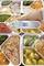 A hand thermometer measures the core temperature of chicken at 72.6°C in an aluminium tray, surrounded by various dishes.