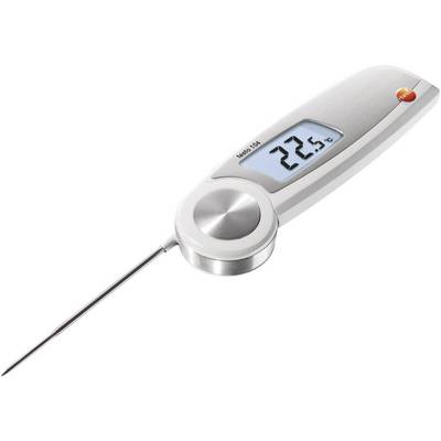 Digital thermometer displays '22.5 °C', silver casing, long metal probe. Ideal for precise temperature measurement.