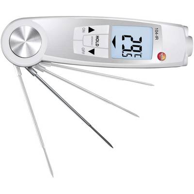 Digital thermometer with multiple probes, OLED display showing 28.9°C. Device functions: On/Off, Hold. Suitable for precise temperature measurement.