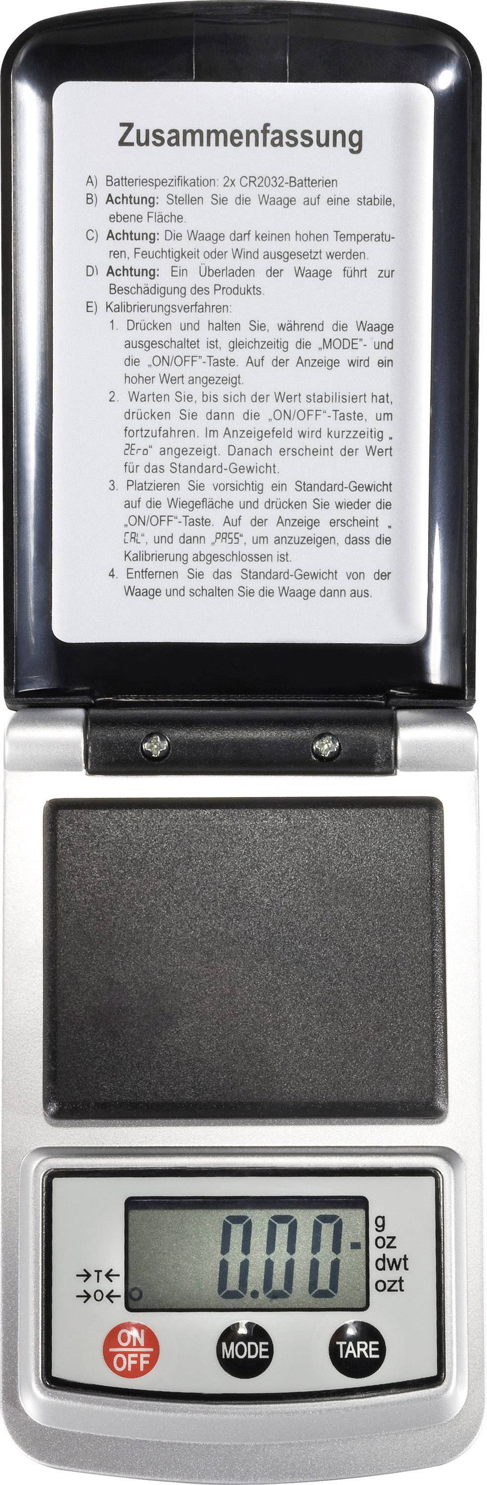VOLTCRAFT PS-200B Pocket scales Weight range 200 g Readability 0.1 g battery-powered Calibrated to Manufacturer's standa-2