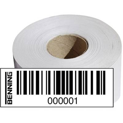 A roll of paper with a barcode showing the number '000001' and the text 'BENNING' beside it.