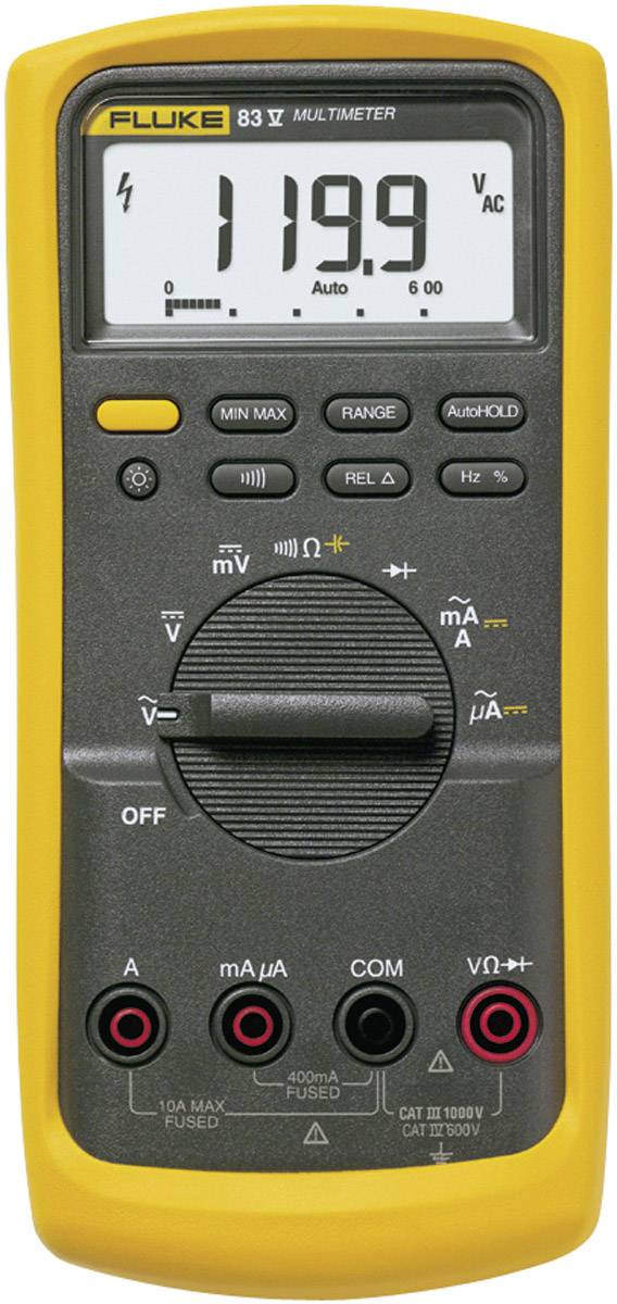 Fluke 83V/EUR Handheld multimeter Digital CAT III 1000 V, CAT IV 600 V Display (counts): 6000