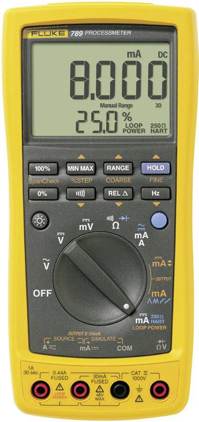 Fluke 789/EUR Handheld multimeter Digital Current draw reading CAT III 1000 V, CAT IV 600 V Display (counts): 30000