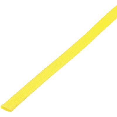 Yellow braided protective cable used for bundling and insulating wires.