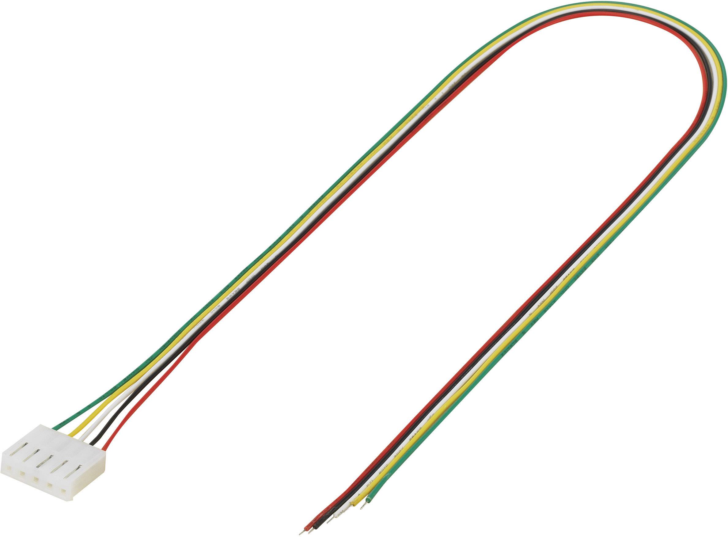 Alien cable with a small white plug on one side. Wires are red, green, yellow and blue.