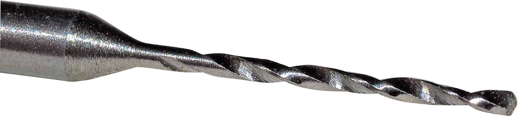A small metallic drill bit with spiralised cutting edges, suitable for precise drilling in hard materials.