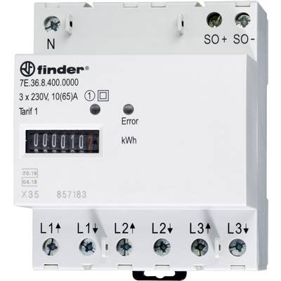 Finder 7E.36.8.400.0010 Electricity meter (3-phase)  Mechanical 65 A MID-approved: Yes  1 pc(s)