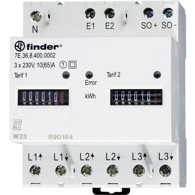 Finder 7E.36.8.400.0012 Electricity meter (3-phase)  Mechanical 65 A MID-approved: Yes  1 pc(s)