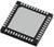 A square computer chip with numerous pins on all sides, on a neutral background, used for electronic devices.