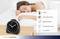 Woman sleeps next to radio-controlled alarm clock. Functions: Radio-controlled clock, silent sweep movement, snooze function, backlight, desktop design.