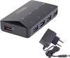 Renkforce RF-3806031 USB hub 4 ports USB type A USB 3.0 5 GBit/s + quick-charge port, + LED indicator lights Black