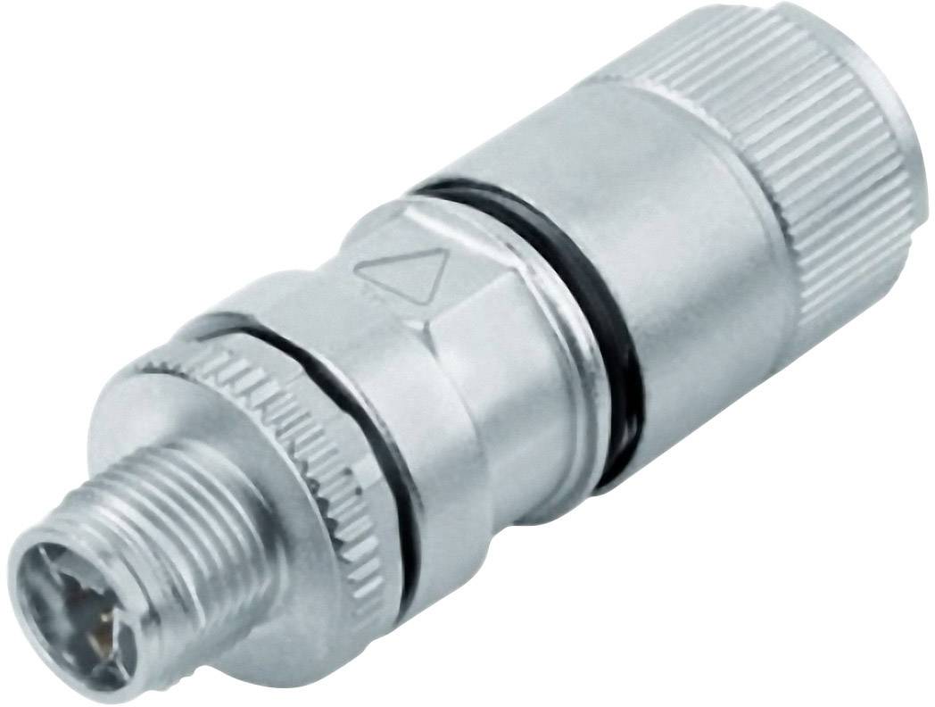 A silver metal plug, presumably a coaxial connector, with a ribbed grip and screw mechanism, lies horizontally.