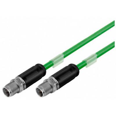 Two green cables with black plugs at their ends, depicted on a white background.