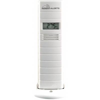 White digital thermometer showing '27.5°C'. Marked with 'Mobile Alerts'.