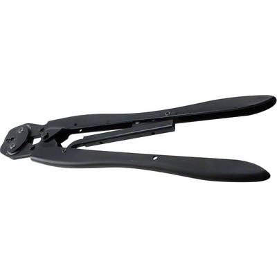 A black crimping pliers for connecting cables with connectors.