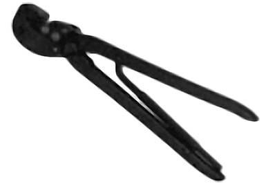 A black pair of pliers viewed from the side against a white background.