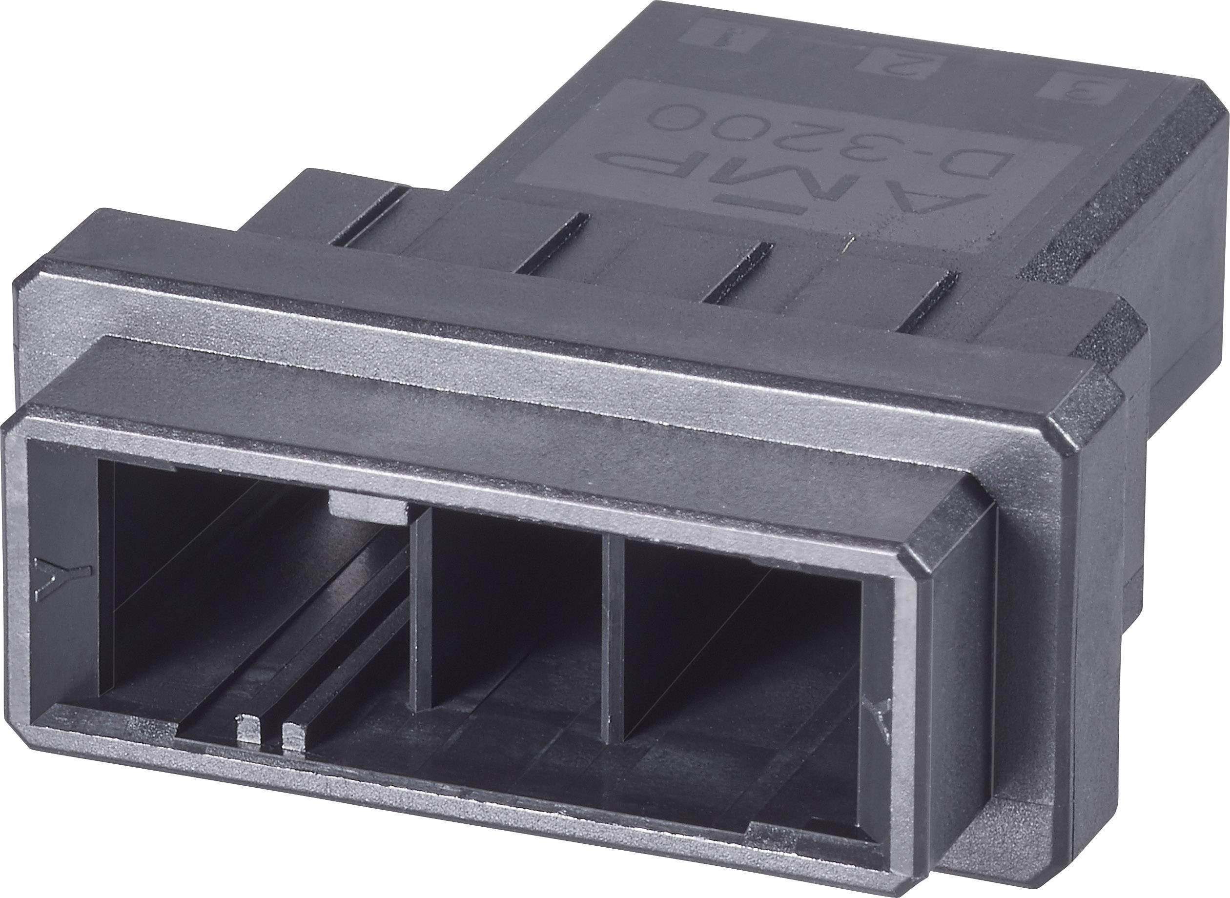 Black, rectangular plastic plug with multiple contact points; labelled on the side as 'AMP D-3200'.
