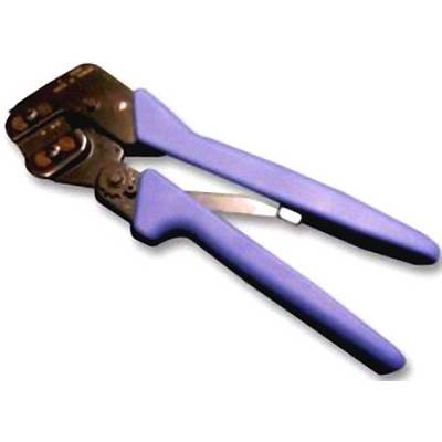 A crimping pliers with blue handles, suitable for connecting cables and connectors in the electrical field.