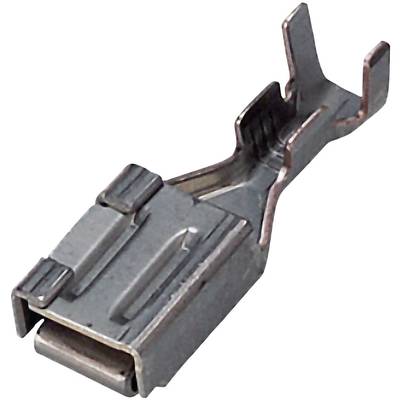 Metal clip in close-up, showing the shape and structure of the connection terminal for an electrical plug.