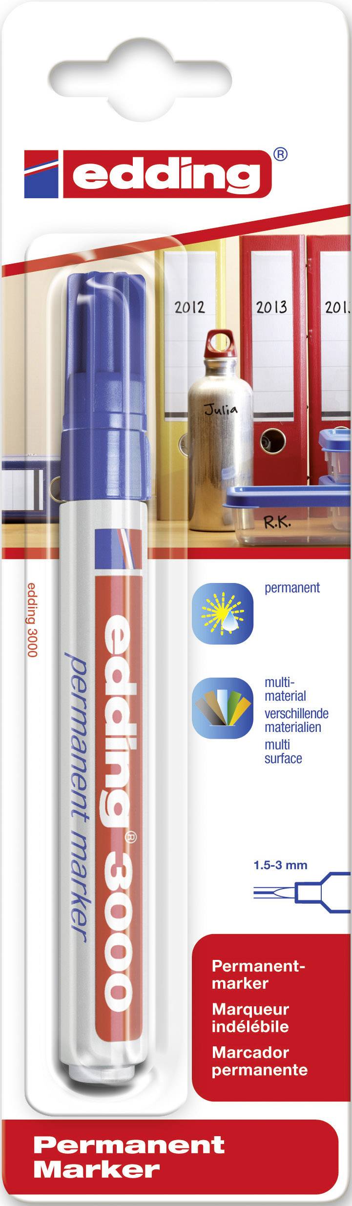 Edding 3000 4-3000003 Permanent marker Blue waterproof: Yes