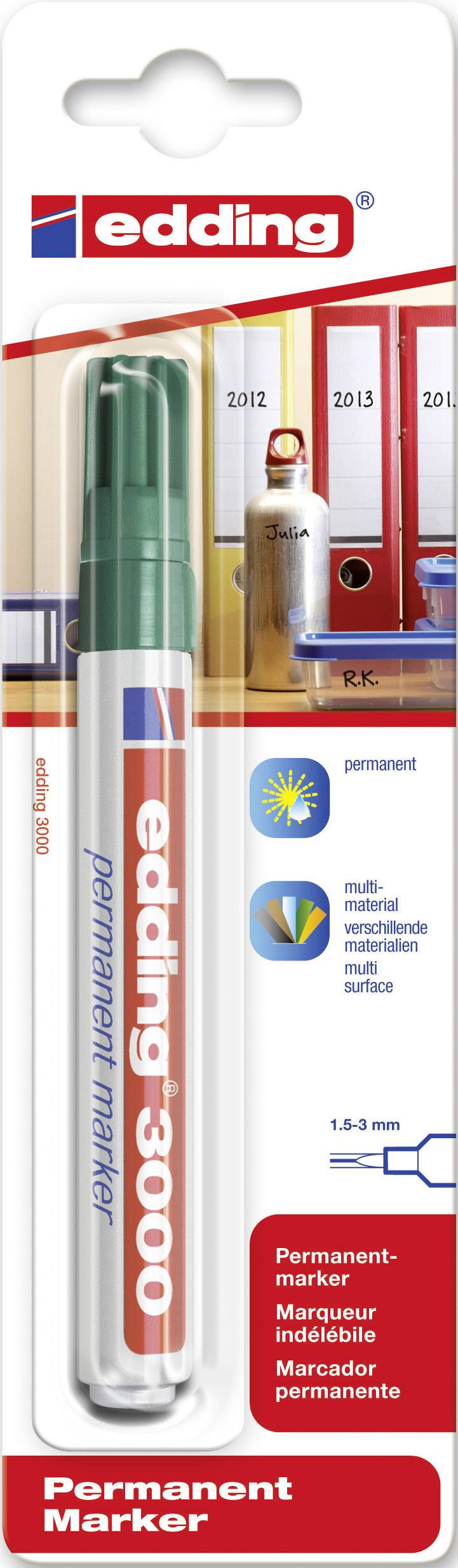 Edding 3000 4-3000004 Permanent marker Green waterproof: Yes