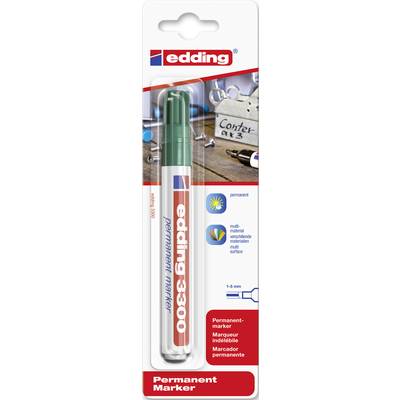 Green Edding 3300 Permanent Marker in packaging. Suitable for paper, cardboard and glass. Line width 1-5 mm.