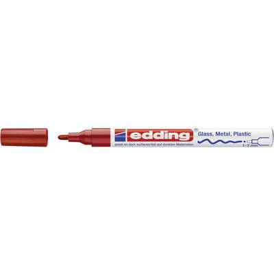 Red marker by Edding for glass, metal and plastic, 1-2 mm tip.