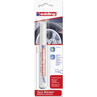 'Tyre marker edding 8050, white, permanent. Suitable for rubber and other surfaces. Line width 2-4 mm.'