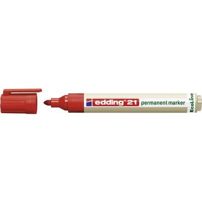Permanent marker with a red cap; on the barrel it reads 'edding 21 permanent marker' and 'EcoLine'.