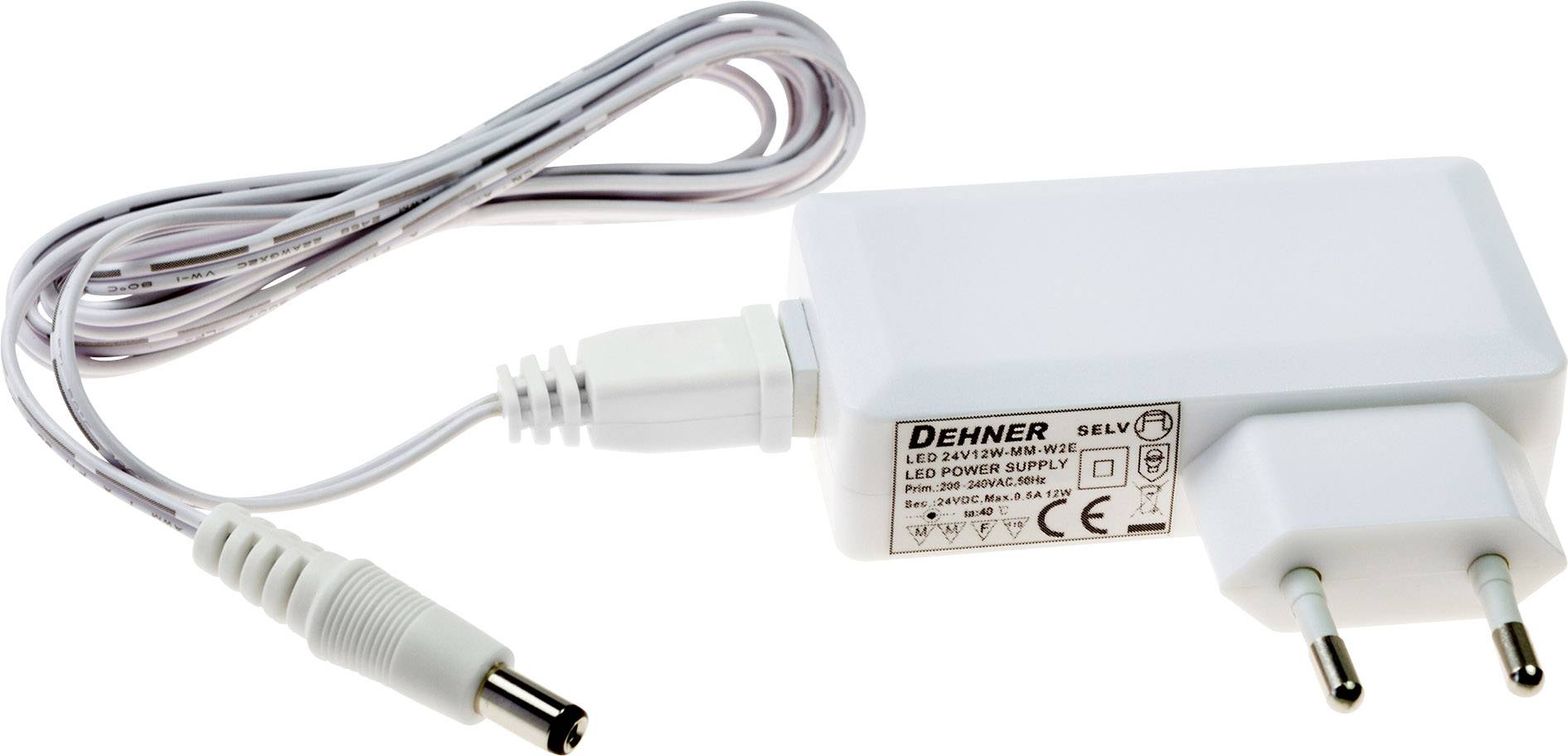 Image of Dehner Elektronik LED 12V24W-MM-W2E LED transformer Constant voltage 24 W 2 A 12 V DC Approved for use on furniture 1 pc(s)