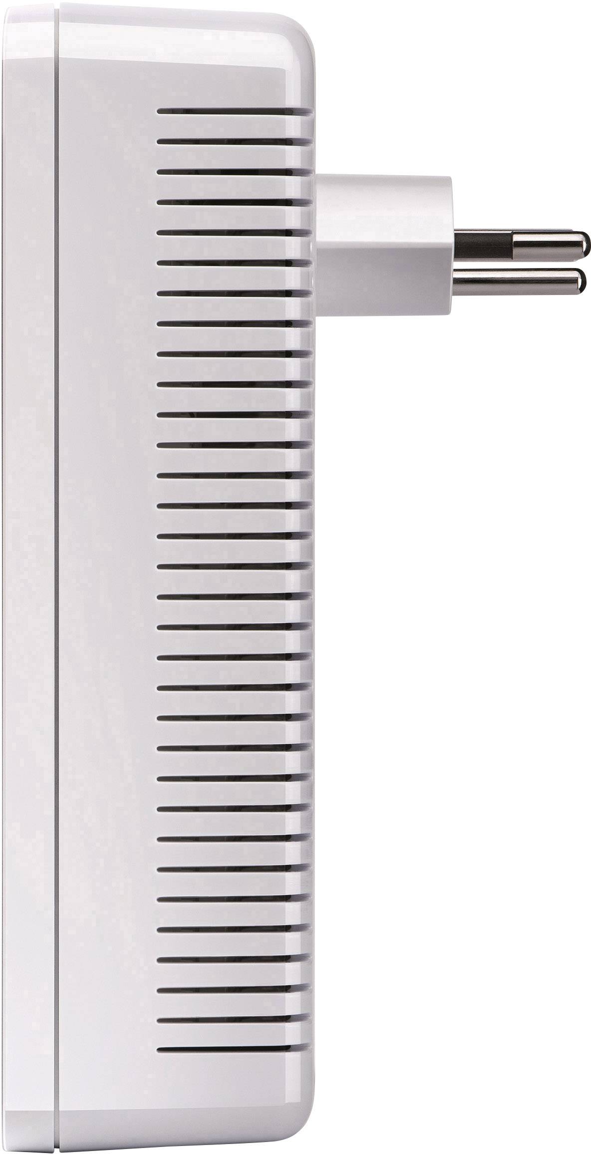 A white plug socket adapter with side ventilation slots, used for power supply.