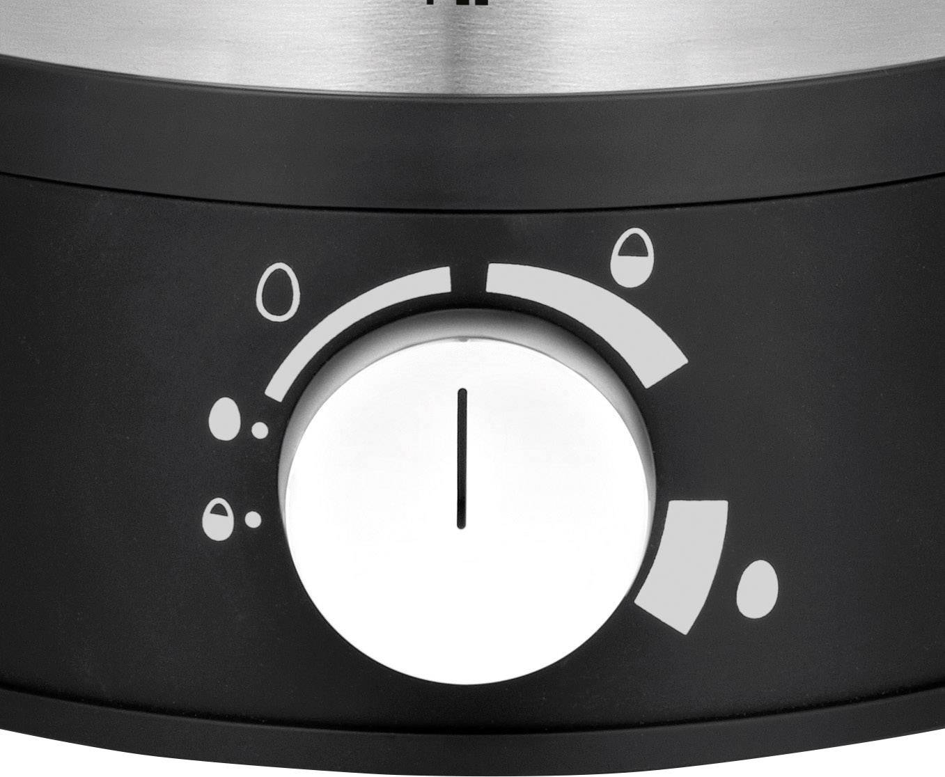 A black rotary knob on an electrical device, displaying symbols for various settings, including two large droplets representing moisture.