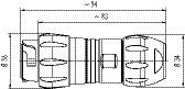 Technical drawing of a component with dimensions: 94 mm total length, 33 mm width, 33 mm height. Detailed component view.