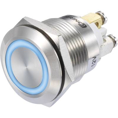 TRU COMPONENTS 1273005 GQ19F-10E/B/12V/S Pushbutton switch 48 V DC 3 A 1 x On/(On) momentary Blue  IP65 1 pc(s) 