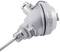 Industrial probe with stainless steel housing and chain coupling; used for temperature measurement in industrial applications.