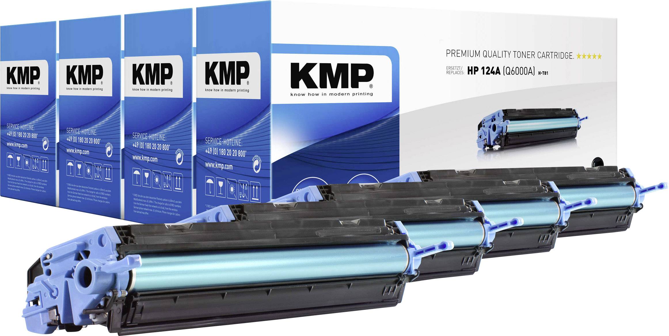 KMP H-T81V Toner cartridge Set replaced HP 124A, Q6000A, Q6001A, Q6002A, Q6003A Black, Cyan, Magenta, Yellow 2500 Sides Compatible Toner cartridge combo pack
