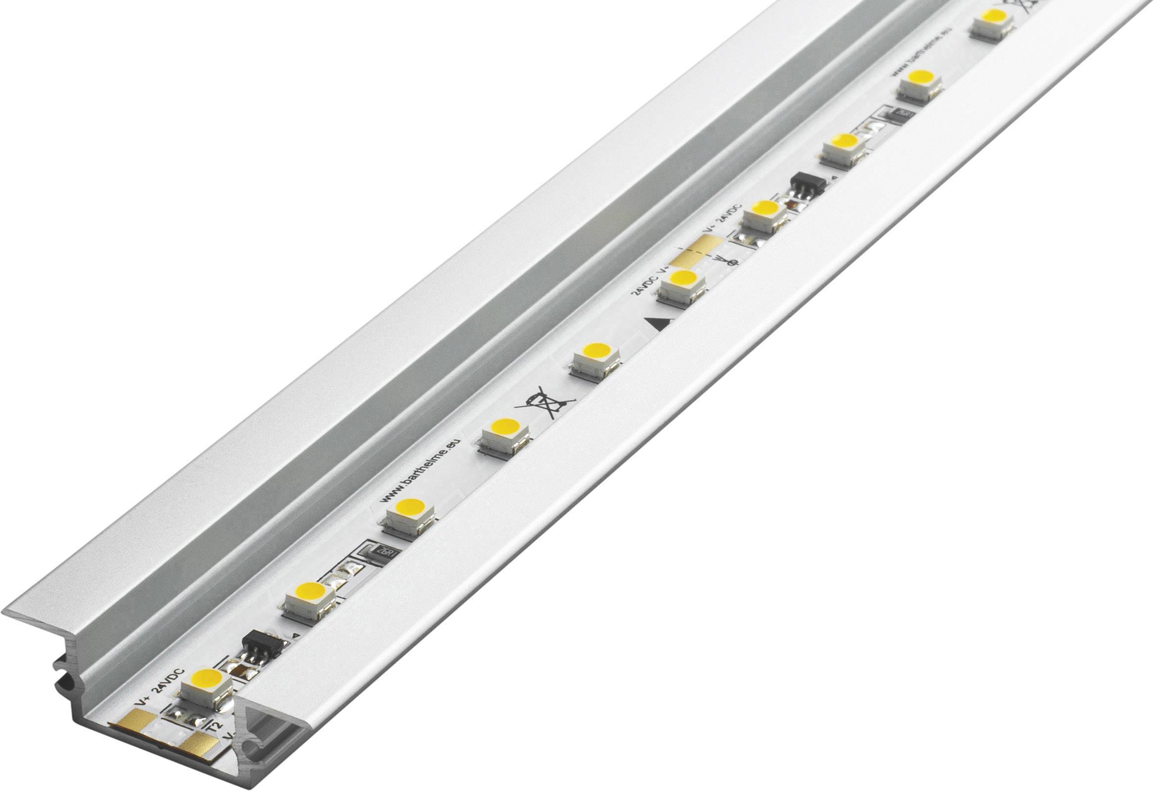LED light bar with aluminium housing and yellow diodes, suitable for mounting in furniture or for indirect lighting.