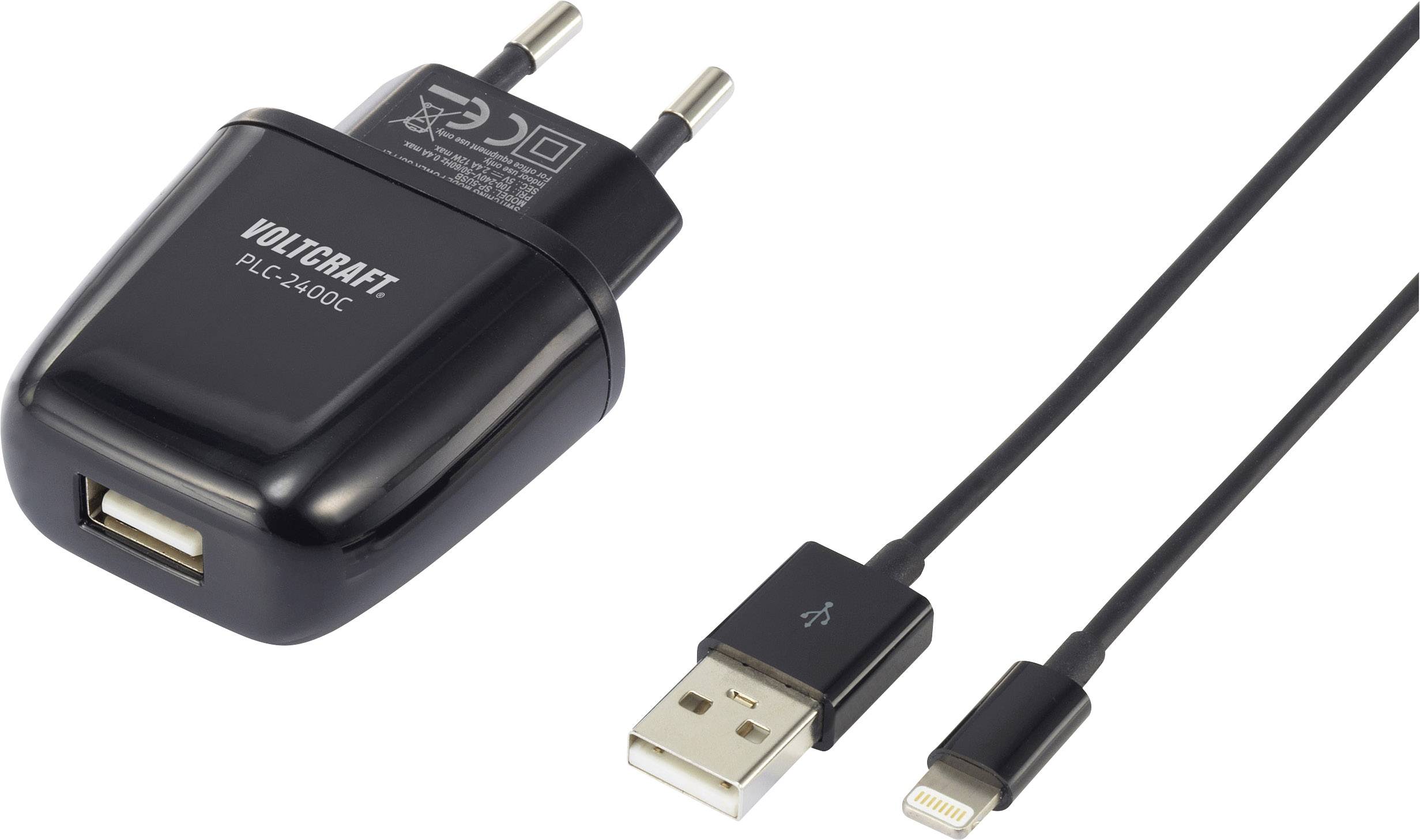 Image of VOLTCRAFT PLC-2400C iPad/iPhone/iPod charger 12 W 1x USB-A, 1x Apple Lightning Indoors