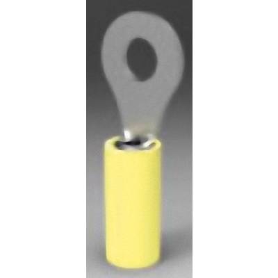A yellow tube with a metal tab at the top, possibly an electrical cable connector or similar component.