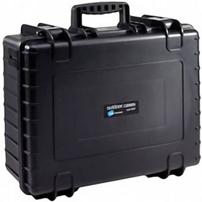 Black suitcase with sturdy handle, suitable for the secure transportation of delicate equipment or tools.